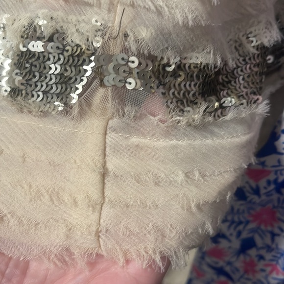 Free People cream colored skirt with lace and sequins.  Size M. Gorgeous - Picture 6 of 14